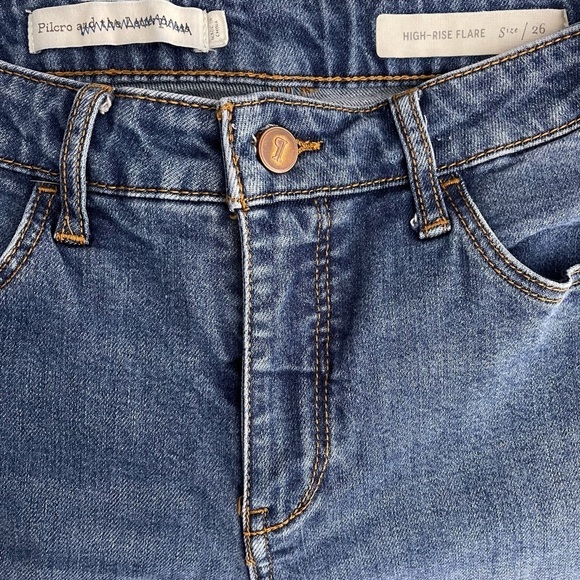 Anthropologie Pilcro Jeans Womens 26 High Rise Flare Raw Hem Seamed Stretch - Picture 8 of 9